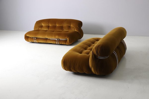 Soriana Sofas in Pierre Frey Velvet by Afra & Tobia Scarpa for Cassina, 1970s-DXL-1680623