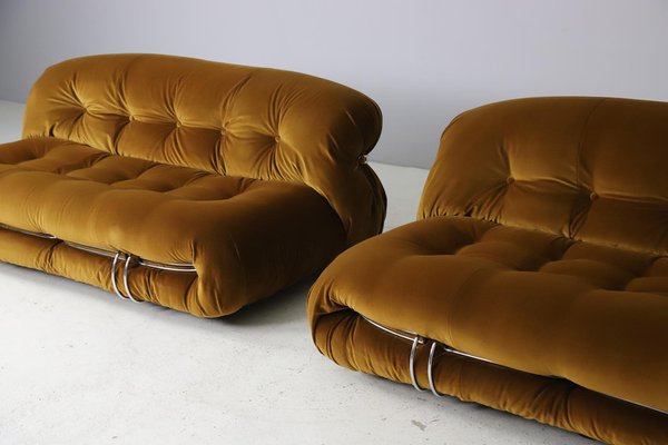 Soriana Sofas in Pierre Frey Velvet by Afra & Tobia Scarpa for Cassina, 1970s-DXL-1680623