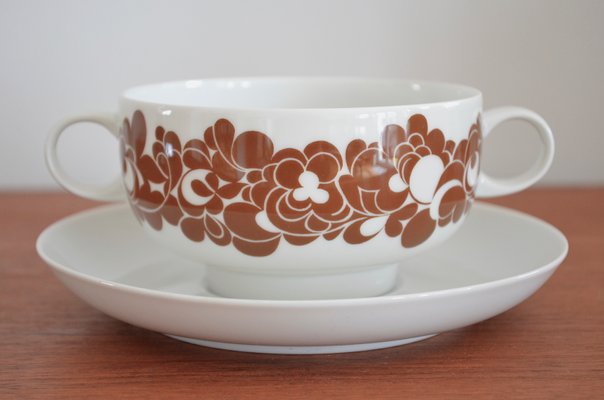 Soup Bowls & Saucer by Wolf Karnagel for Rosenthal, 1970s, Set of 4-OV-574763