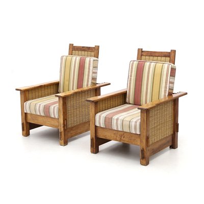 South African Colonial Armchairs in Wood & Straw, 1980s , Set of 2-EZ-1330791