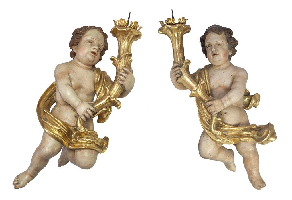 South German Baroque Angels, Set of 2