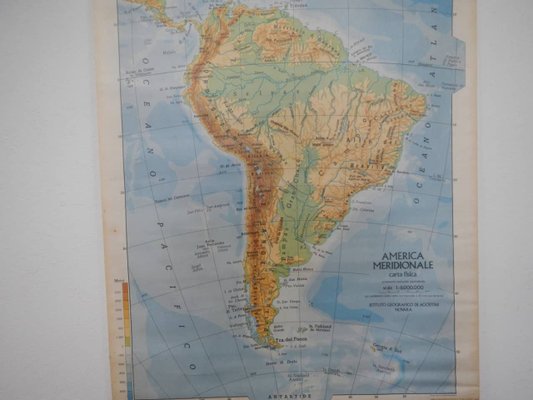 Southern America Map from IGDA Officine grafiche Novara, 1975-WWQ-1344235