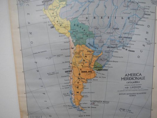 Southern America Map from IGDA Officine grafiche Novara, 1975-WWQ-1344235