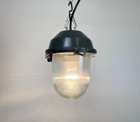 Soviet Industrial Grey Bunker Pendant Light, 1970s-CGF-1363750