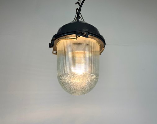 Soviet Industrial Grey Bunker Pendant Light, 1970s-CGF-1363750