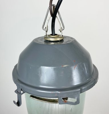 Soviet Industrial Grey Bunker Pendant Light, 1970s-CGF-1363750