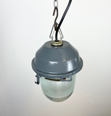 Soviet Industrial Grey Bunker Pendant Light, 1970s-CGF-1363750