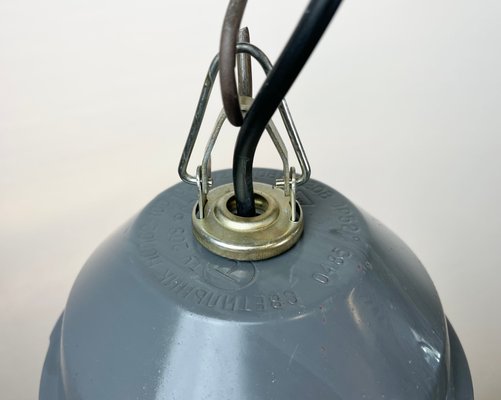 Soviet Industrial Grey Bunker Pendant Light, 1970s-CGF-1363750