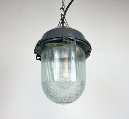 Soviet Industrial Grey Bunker Pendant Light, 1970s-CGF-1363750