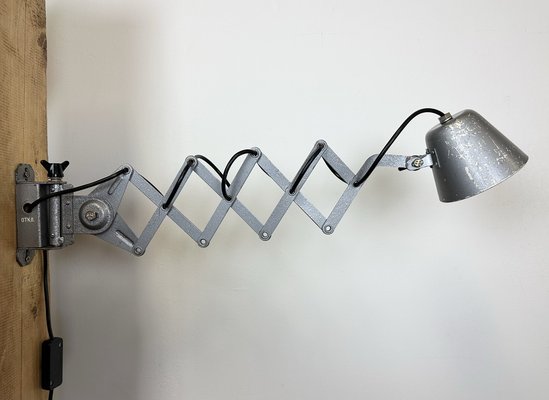 Soviet Industrial Grey Scissor Wall Lamp, 1960s-CGF-1726171