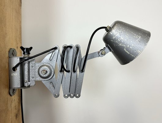 Soviet Industrial Grey Scissor Wall Lamp, 1960s-CGF-1726171