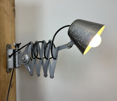 Soviet Industrial Grey Scissor Wall Lamp, 1960s-CGF-1726171