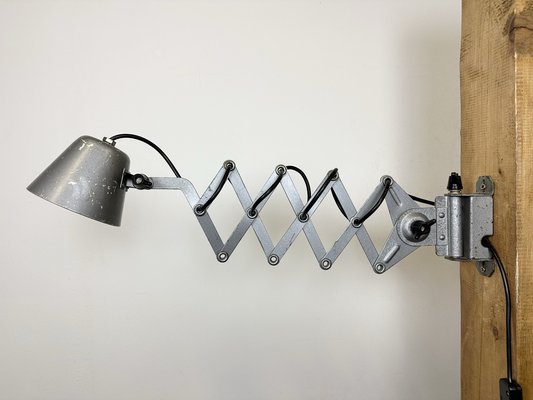 Soviet Industrial Grey Scissor Wall Lamp, 1960s-CGF-1726171