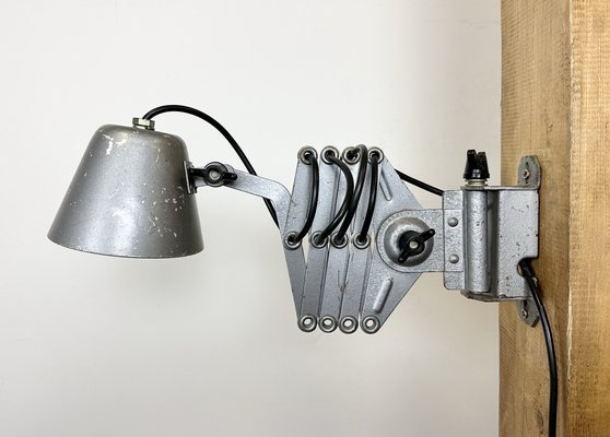 Soviet Industrial Grey Scissor Wall Lamp, 1960s-CGF-1726171