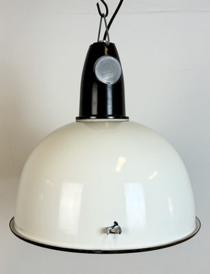 Soviet Industrial White Enamel Pendant Lamp, 1960s-CGF-1756843