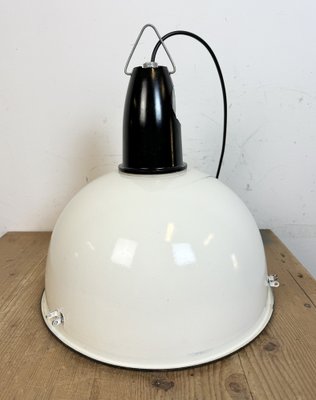 Soviet Industrial White Enamel Pendant Lamp, 1960s-CGF-1756843