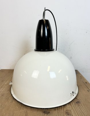 Soviet Industrial White Enamel Pendant Lamp, 1960s-CGF-1756843