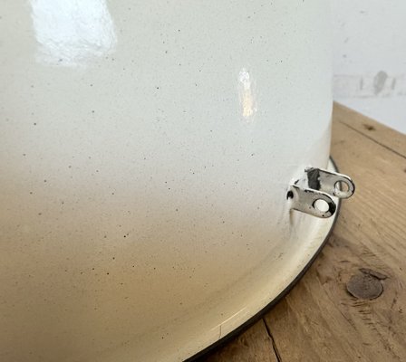 Soviet Industrial White Enamel Pendant Lamp, 1960s-CGF-1756843