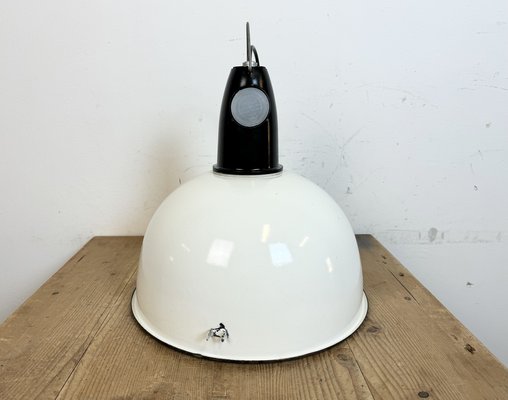 Soviet Industrial White Enamel Pendant Lamp, 1960s-CGF-1756843