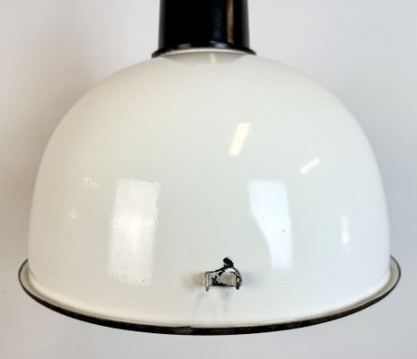 Soviet Industrial White Enamel Pendant Lamp, 1960s-CGF-1756843