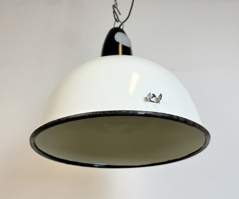 Soviet Industrial White Enamel Pendant Lamp, 1960s-CGF-1756843