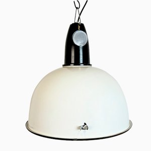 Soviet Industrial White Enamel Pendant Lamp, 1960s-CGF-1756843