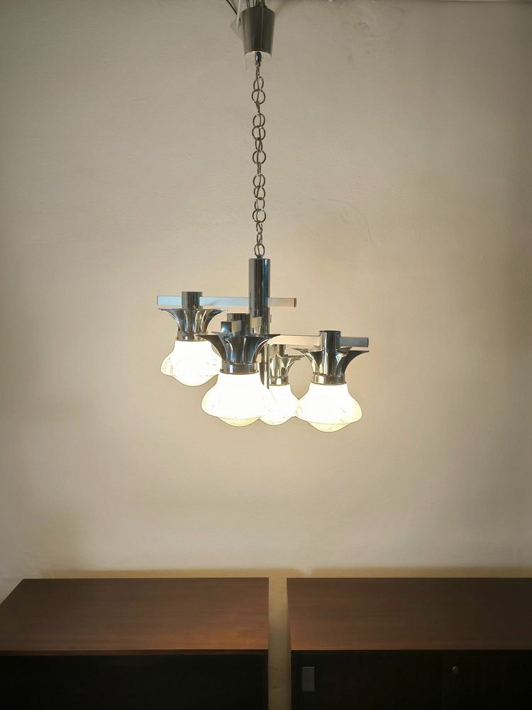 Space Age 4-Light Chandelier attributed to Gaetano Sciolari for Sciolari