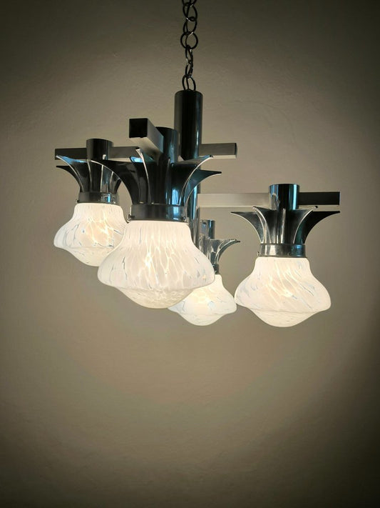 Space Age 4-Light Chandelier attributed to Gaetano Sciolari for Sciolari