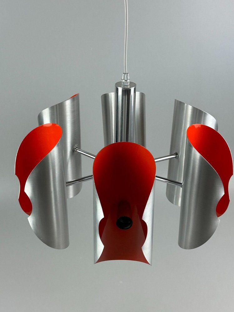 Space Age 6-Flame Sputnik Chandelier in Chromed Metal, 1970s