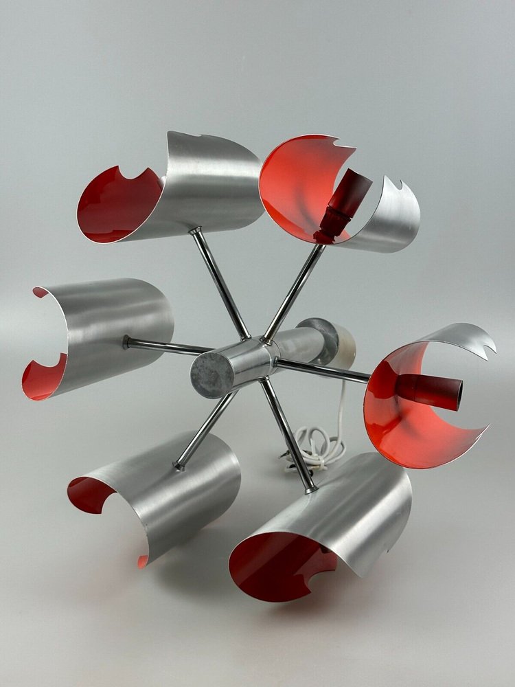 Space Age 6-Flame Sputnik Chandelier in Chromed Metal, 1970s