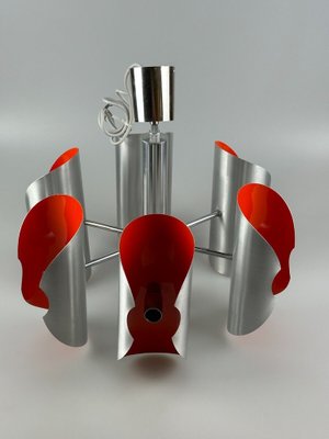 Space Age 6-Flame Sputnik Chandelier in Chromed Metal, 1970s