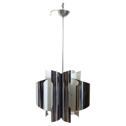 Space Age 6-Light Chandelier in Steel, 1970s