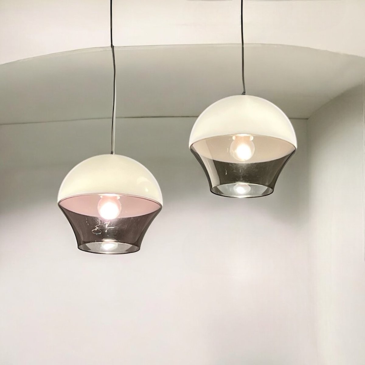 Space Age Acrylic Hanging Lamps, 1970s, Set of 2