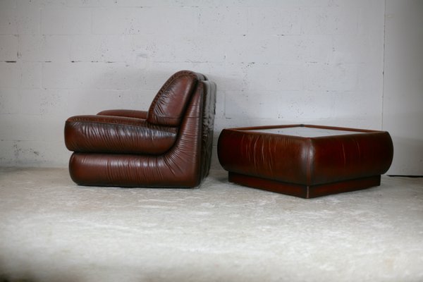 Space Age Armchair and Coffee Table, Italy, 1970s, Set of 2-MAO-1131540