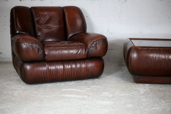 Space Age Armchair and Coffee Table, Italy, 1970s, Set of 2-MAO-1131540