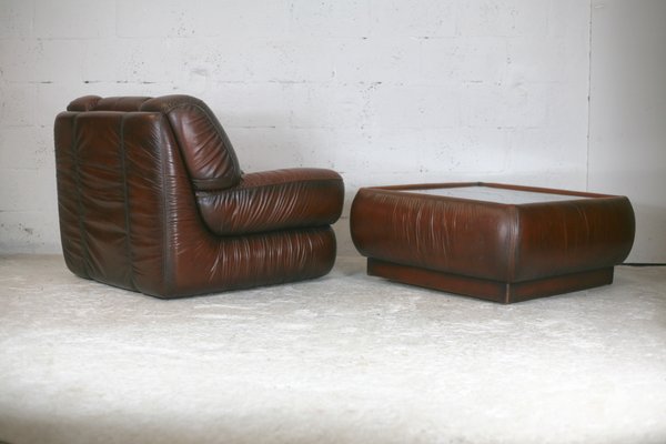 Space Age Armchair and Coffee Table, Italy, 1970s, Set of 2-MAO-1131540