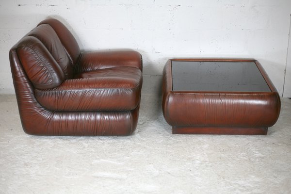 Space Age Armchair and Coffee Table, Italy, 1970s, Set of 2-MAO-1131540