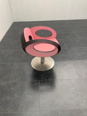 Space Age Armchair in Pink and Black Leather with Steel Structure-IJR-1012987