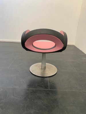 Space Age Armchair in Pink and Black Leather with Steel Structure-IJR-1012987