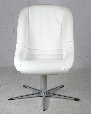 Space Age Armchair in Steel and Faux Leather, France, 1970s-MAO-1098531