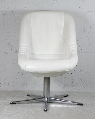 Space Age Armchair in Steel and Faux Leather, France, 1970s-MAO-1098531