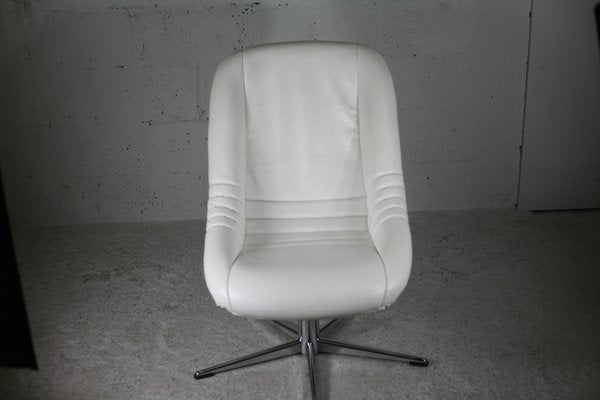 Space Age Armchair in Steel and Faux Leather, France, 1970s-MAO-1098531