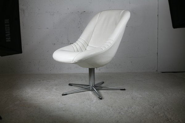 Space Age Armchair in Steel and Faux Leather, France, 1970s-MAO-1098531