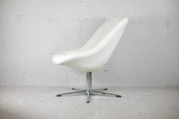 Space Age Armchair in Steel and Faux Leather, France, 1970s-MAO-1098531