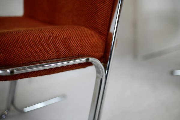 Space Age Armchairs with Chrome Steel Base and Burnt Orange Coating, 1970, Set of 4-MAO-1297182