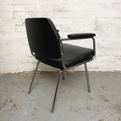 Space Age Black Leather Armchair, 1970s-CQZ-968644