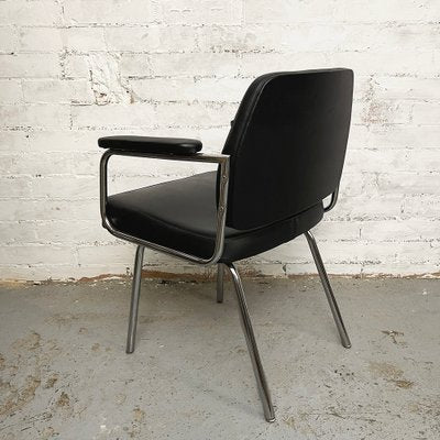 Space Age Black Leather Armchair, 1970s-CQZ-968644