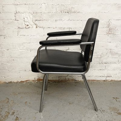 Space Age Black Leather Armchair, 1970s-CQZ-968644