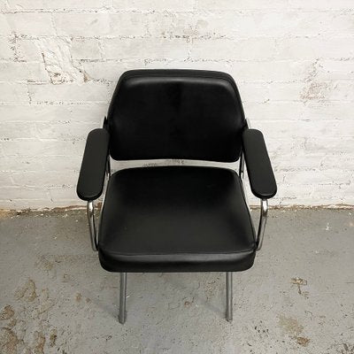 Space Age Black Leather Armchair, 1970s-CQZ-968644