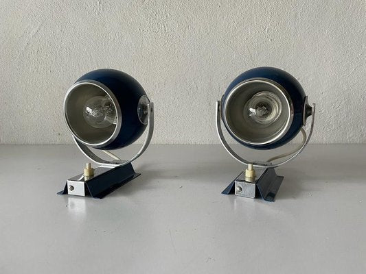 Space Age Blue Metal Spot Wall Lamps, 1970s-RDS-1188655